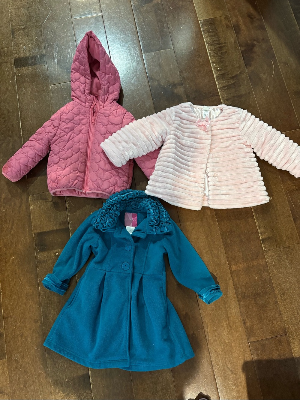 Pink Quilted Hooded Jacket, Fleece Peacoat & Light Pink Faux-Fur Coat Set Bundle